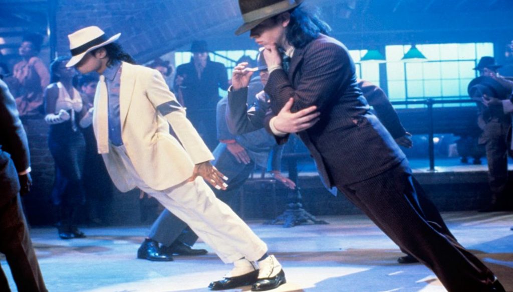 Michael Jackson performing his anti-gravity dance