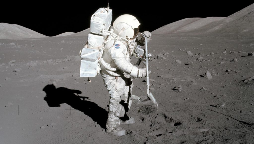 astronaut on the soil of moon
