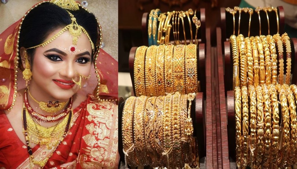 A smile of relief on the face of the bride as the price of jewelry has come down