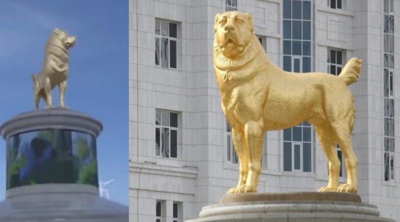 A statue of a golden dog has been placed in Turkmenistan