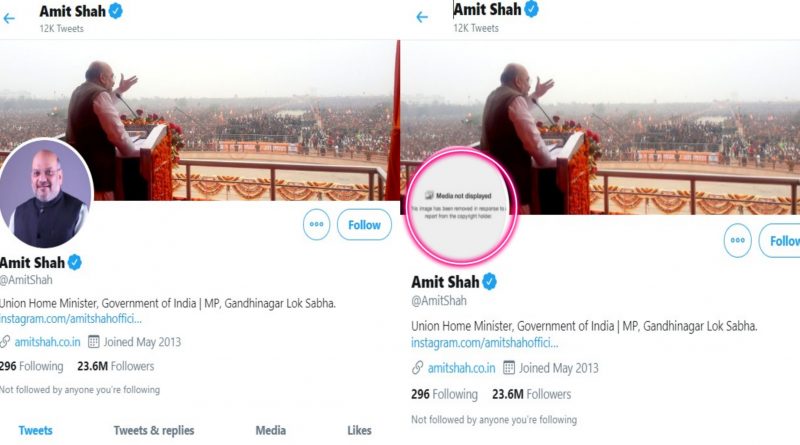 Copyright claim on the Twitter account of BJP leader Amit Shah