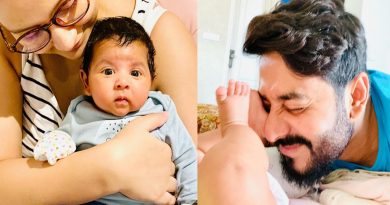 Director Raj Chakraborty caresses two month old son Yuvan