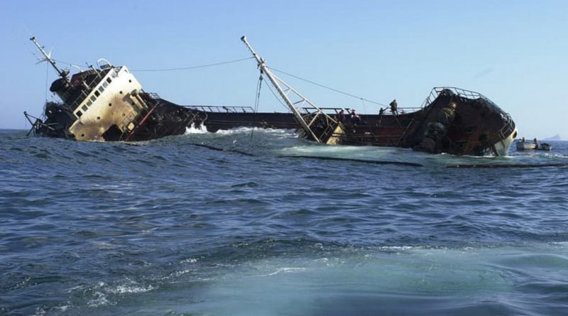 Unable to bear the weight of the extra stuff, several lorries sank into the water from the vessel