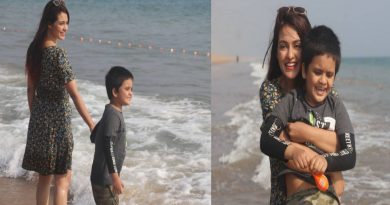 Actress Priyanka Sarkar enjoys the sea with son Sohoj in Puri