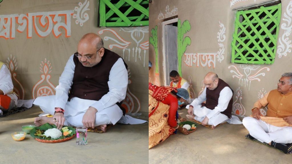 Minister Amit Shah visits West Bengal and takes lunch with farmer family Sanatan Sen