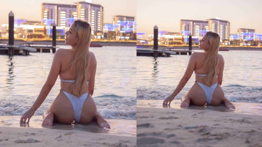 Super Model Ashwitha S on Dubai sand beach wearing white bikini