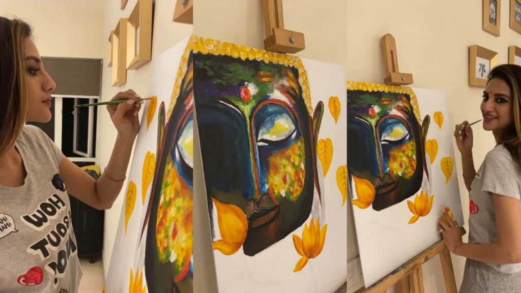 TMC MP cum Actress Nusrat Jahan paints a wonderful Goutam Buddha picture art