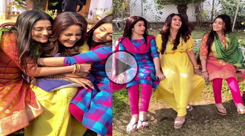 Star Jalsha Bangla serial Khorkuto actress Trina Saha Gungun is swinging in cradle with her nonod sister in law Sonal Mishra