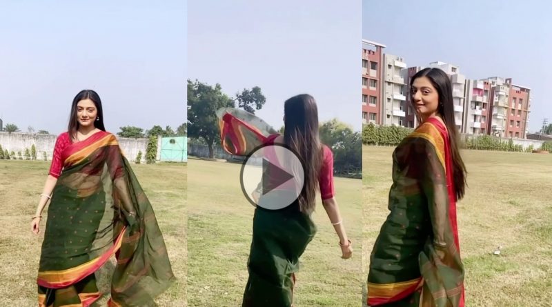 Swikirti Majumdar Purna from Khelaghor Serial dances wearing Chiffon saree and it goes viral