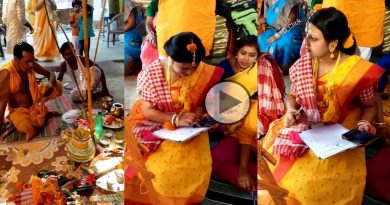 new bride bou is giving online exam during her wedding video viral