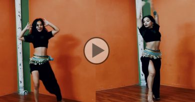 young girl dances on ramta jogi remix song wearing black dress and it goes viral