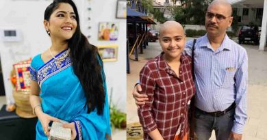 actress aindrila sharma father also bald to soothe his daughter